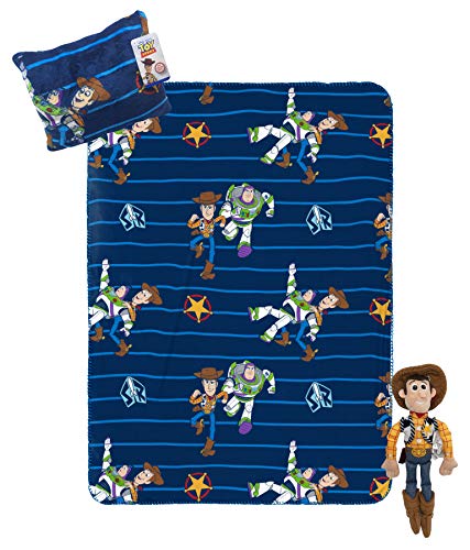 Jay Franco Disney Pixar Toy Story Travel Set 3 Piece Kids Travel Set includes Blanket Pillow Plush Featuring Woody Offical Disney Pixar Product - Image 1
