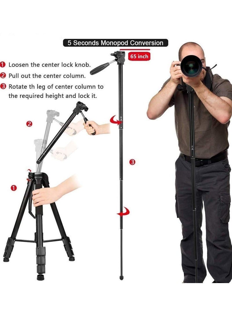 Jmary KP-2254 Professional Aluminum Tripod Monopod for All DSLR Cameras - Image 3