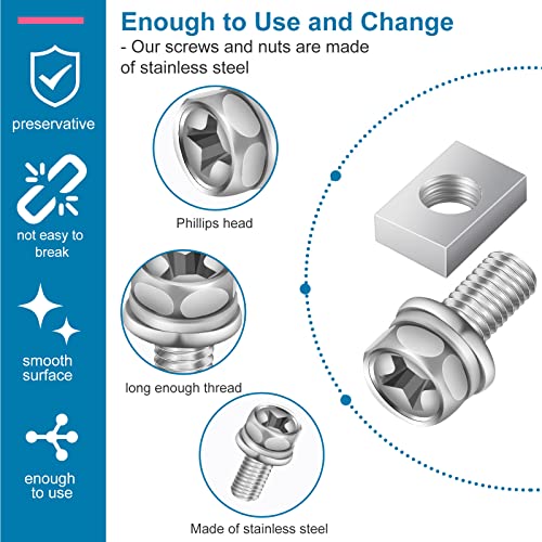 LEIFIDE 48 Pack Motorcycle Battery Terminal Bolt Square Nut Kit M6 x 16mm Motorcycle Battery Bolts Battery Terminal Nuts Stainless Steel Battery Screw and Nut for Motorcycle ATV Bike Scooter Part Accessories - Image 3
