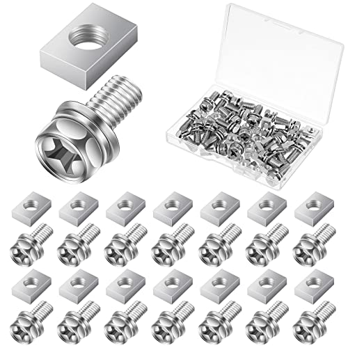 LEIFIDE 48 Pack Motorcycle Battery Terminal Bolt Square Nut Kit M6 x 16mm Motorcycle Battery Bolts Battery Terminal Nuts Stainless Steel Battery Screw and Nut for Motorcycle ATV Bike Scooter Part Accessories - Image 1