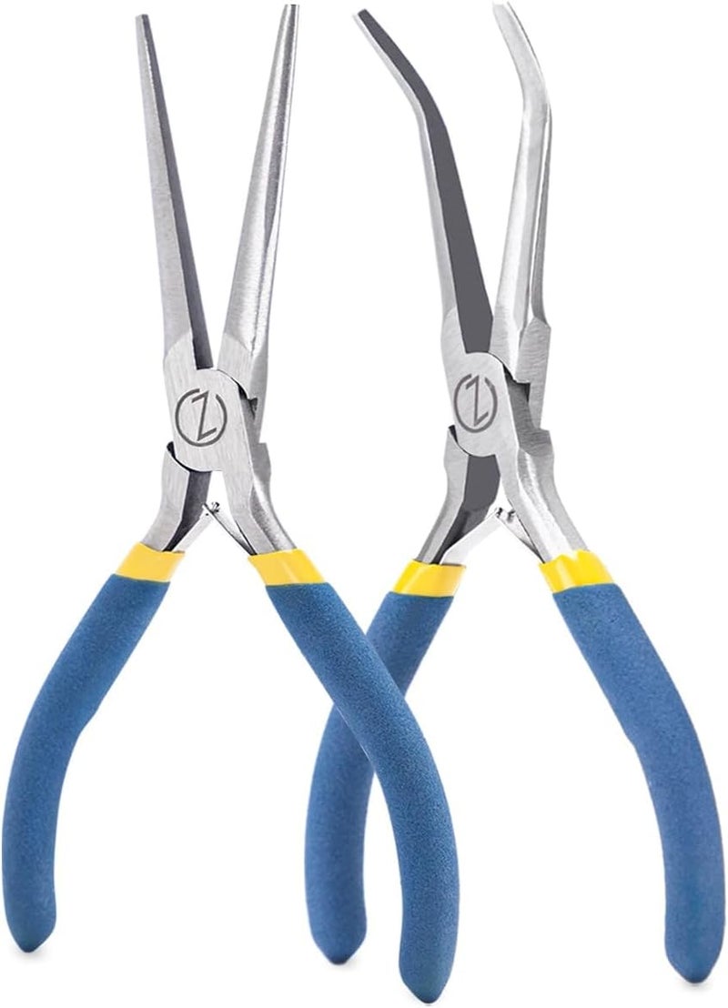 VISEMAN 6" Mini Needle Nose Pliers with Comfort Grip Handles, 2PCS Long Nose Pliers Set for Handmade Craft - Image 1