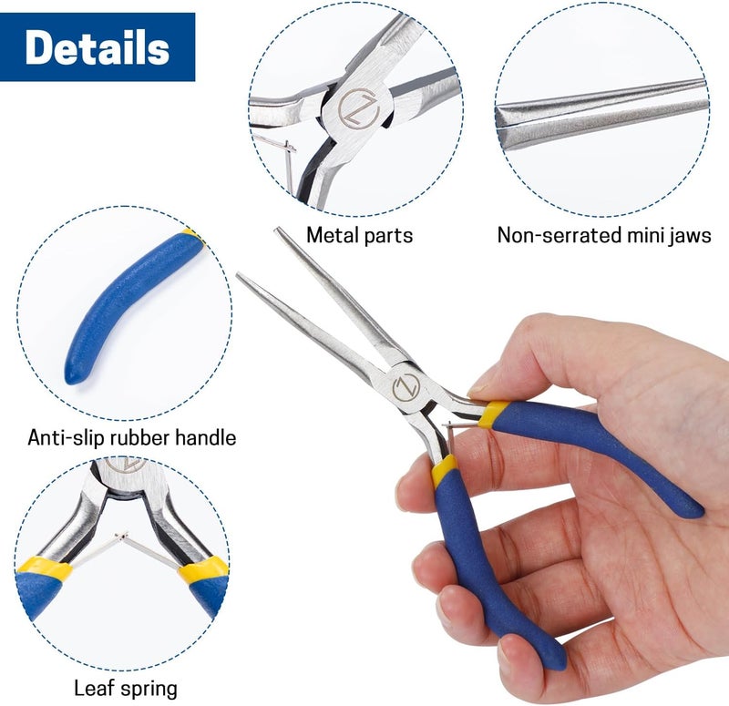 VISEMAN 6" Mini Needle Nose Pliers with Comfort Grip Handles, 2PCS Long Nose Pliers Set for Handmade Craft - Image 4