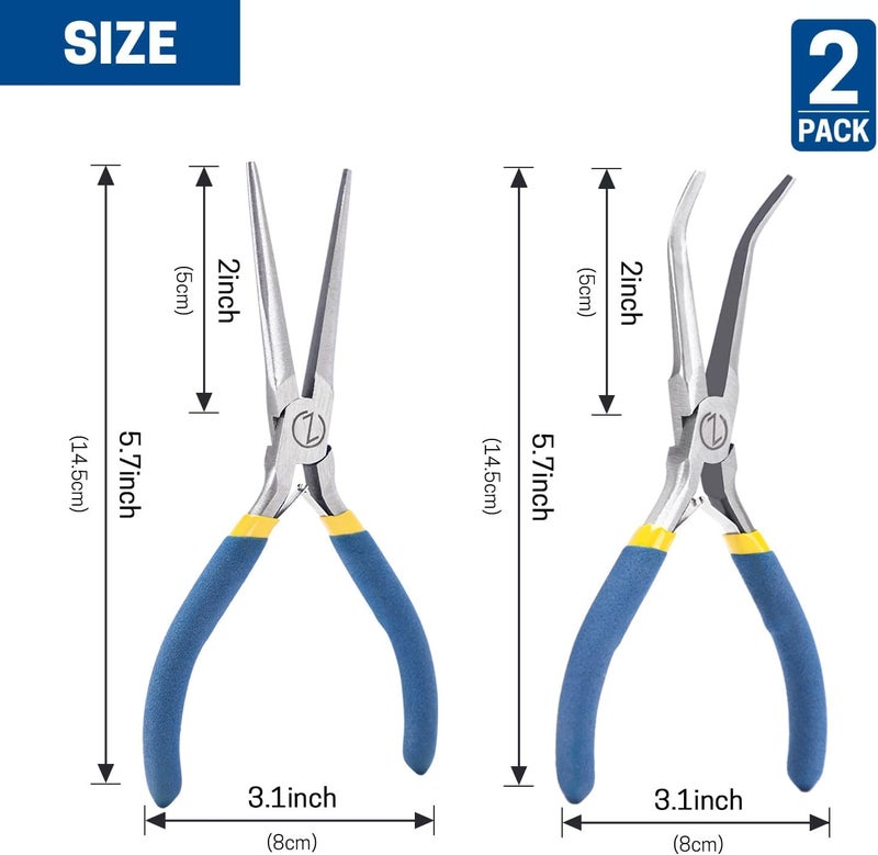 VISEMAN 6" Mini Needle Nose Pliers with Comfort Grip Handles, 2PCS Long Nose Pliers Set for Handmade Craft - Image 3