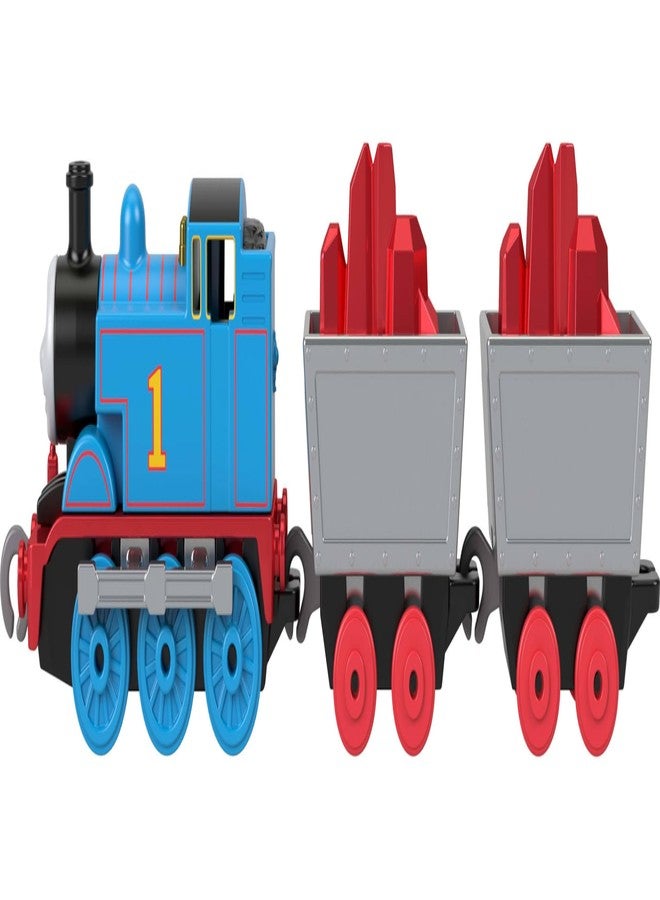 Thomas & Friends by Fisher-Price Collectible Toy Train, Small Die-Cast Mattel 80th Engine with Premium Deco & 2 Stock Cars with Red Crystal Cargo - Image 5