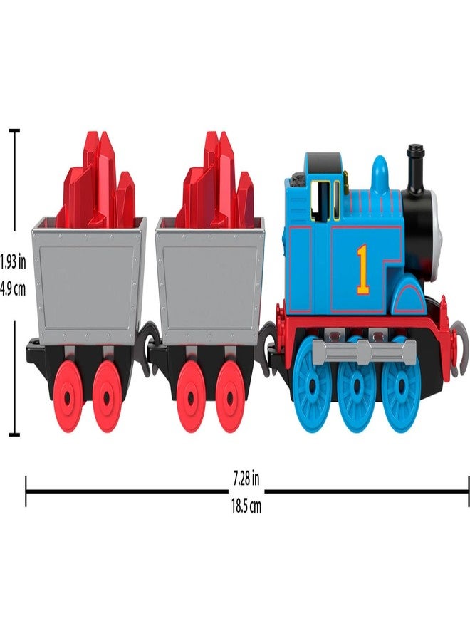 Thomas & Friends by Fisher-Price Collectible Toy Train, Small Die-Cast Mattel 80th Engine with Premium Deco & 2 Stock Cars with Red Crystal Cargo - Image 2