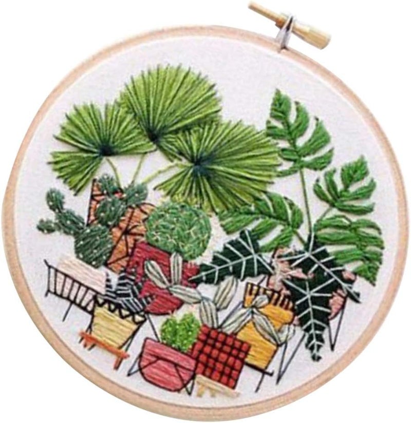 كلاراكو مجموعة أدوات تطريز يدوية حديثة للمبتدئين، مناسبة للكبار، تتضمن تطريزًا يدويًا وخياطة يدوية، ونمطًا لنباتات مزروعة في أصيص (EC003). - Image 4