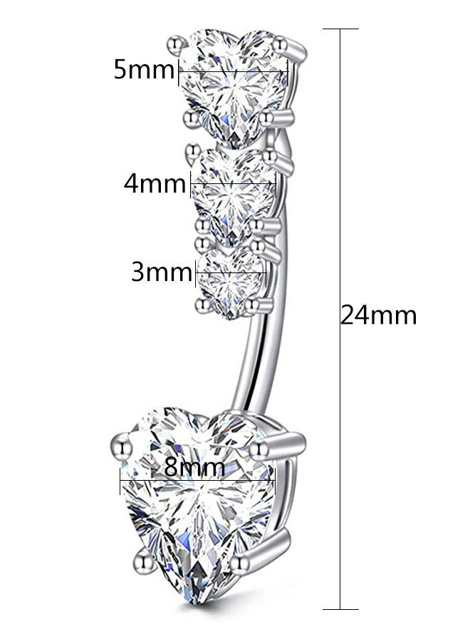 Innoshine Hypoallergenic G23 Titanium Steel Belly Button Ring with 4 Sparkling  Zirconia Hearts – Stylish Silver Body Piercing Jewelry  Belly piercing Ring for Sensitive Skin Women - Image 4