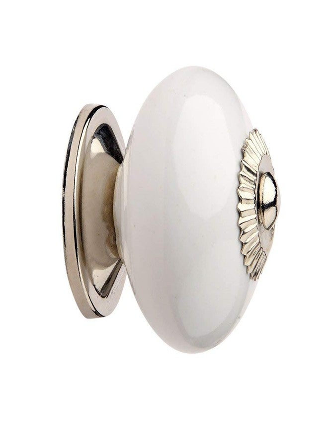 HOBKNOBS Ceramic Nickel Plated Cabinet/Drawers/Doors Knob (White) (6). - Image 3
