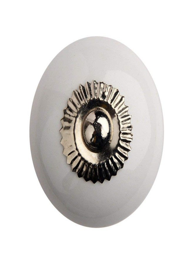 HOBKNOBS Ceramic Nickel Plated Cabinet/Drawers/Doors Knob (White) (6). - Image 4