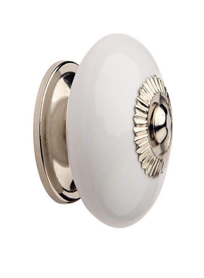 HOBKNOBS Ceramic Nickel Plated Cabinet/Drawers/Doors Knob (White) (6). - Image 2