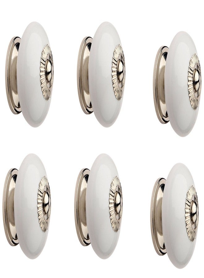 HOBKNOBS Ceramic Nickel Plated Cabinet/Drawers/Doors Knob (White) (6). - Image 1