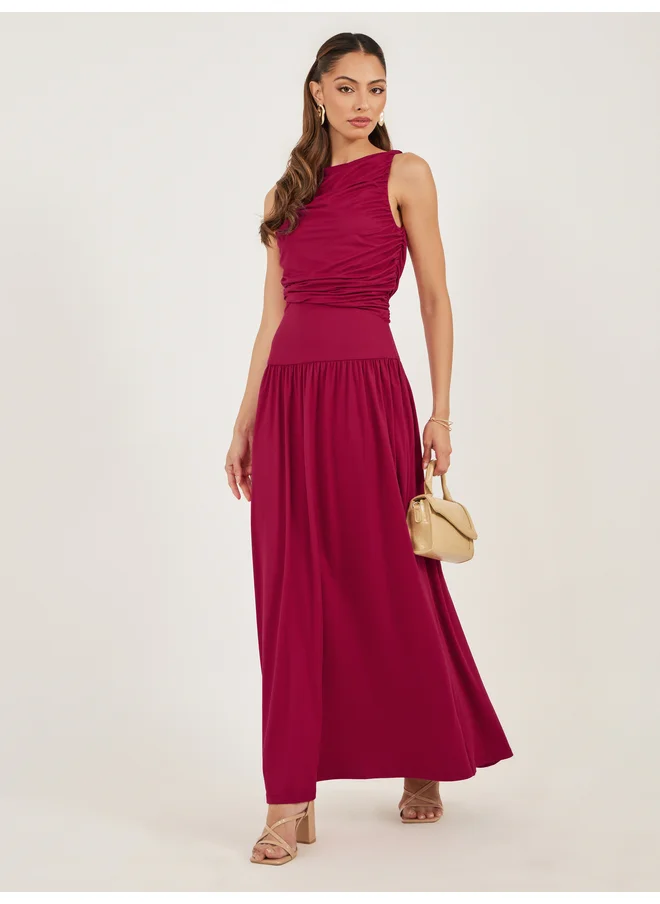 ستايلي Styli Red Sleeveless A-Line Maxi Dress