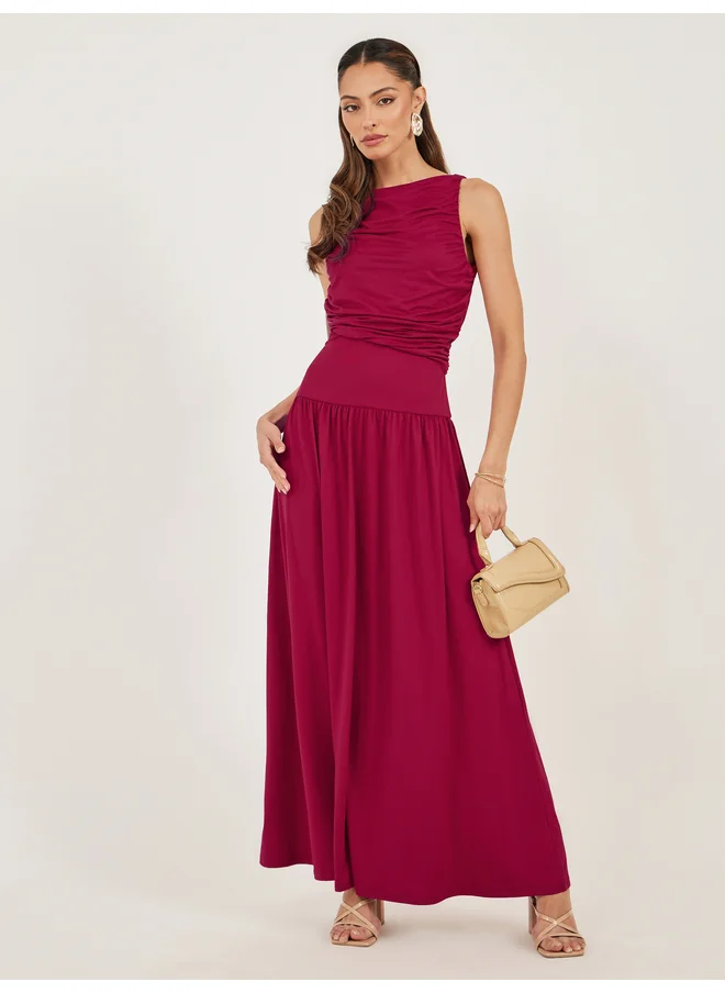 ستايلي Styli Red Sleeveless A-Line Maxi Dress