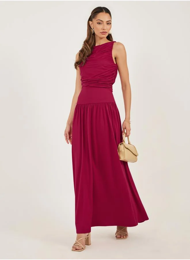 ستايلي Styli Red Sleeveless A-Line Maxi Dress