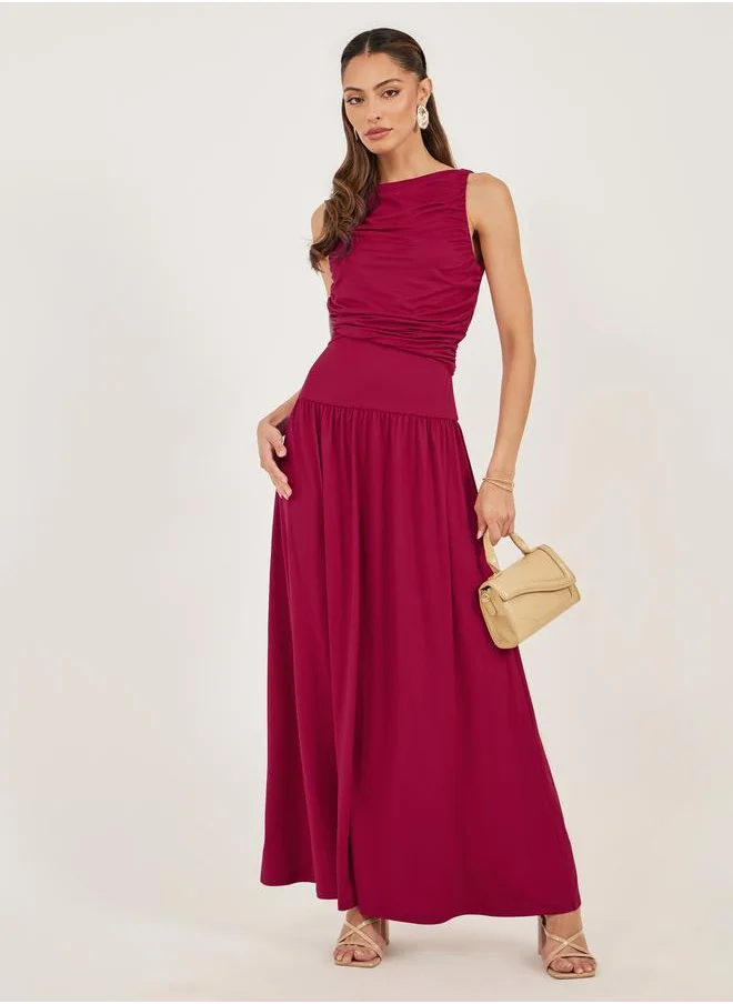 ستايلي Styli Red Sleeveless A-Line Maxi Dress