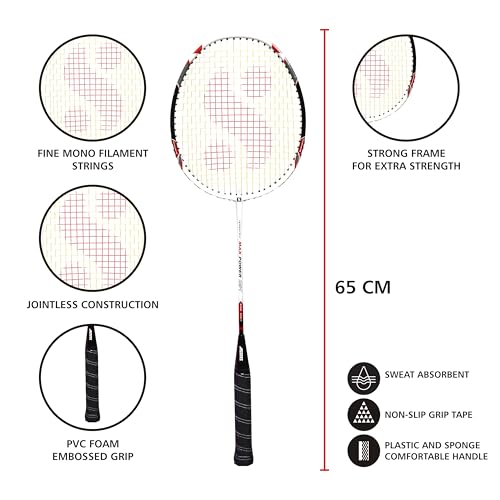 Silvers Silver's Jointless Aluminium Alloy Composite Max Power Badminton Racket with Full Cover(Black/White) - Image 3