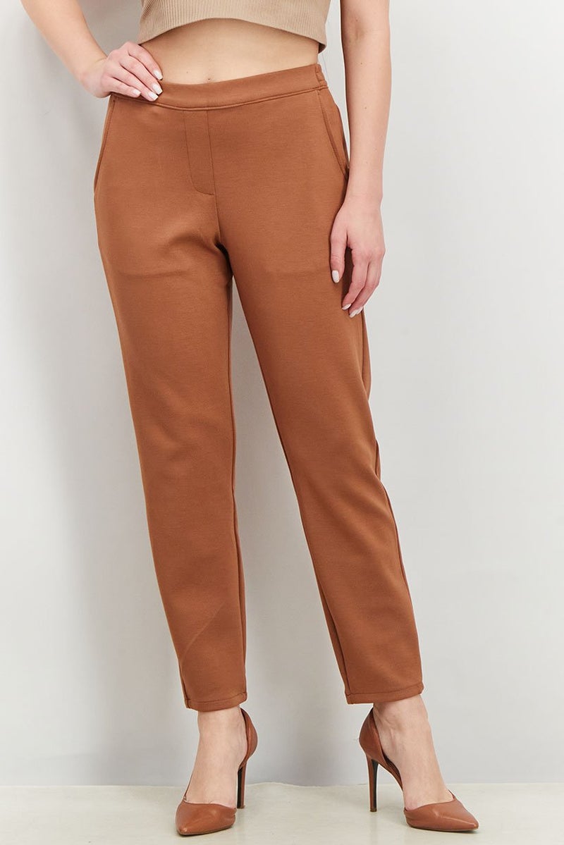 Tchibo Women Pull On Plain Pants, Brown  - Image 1