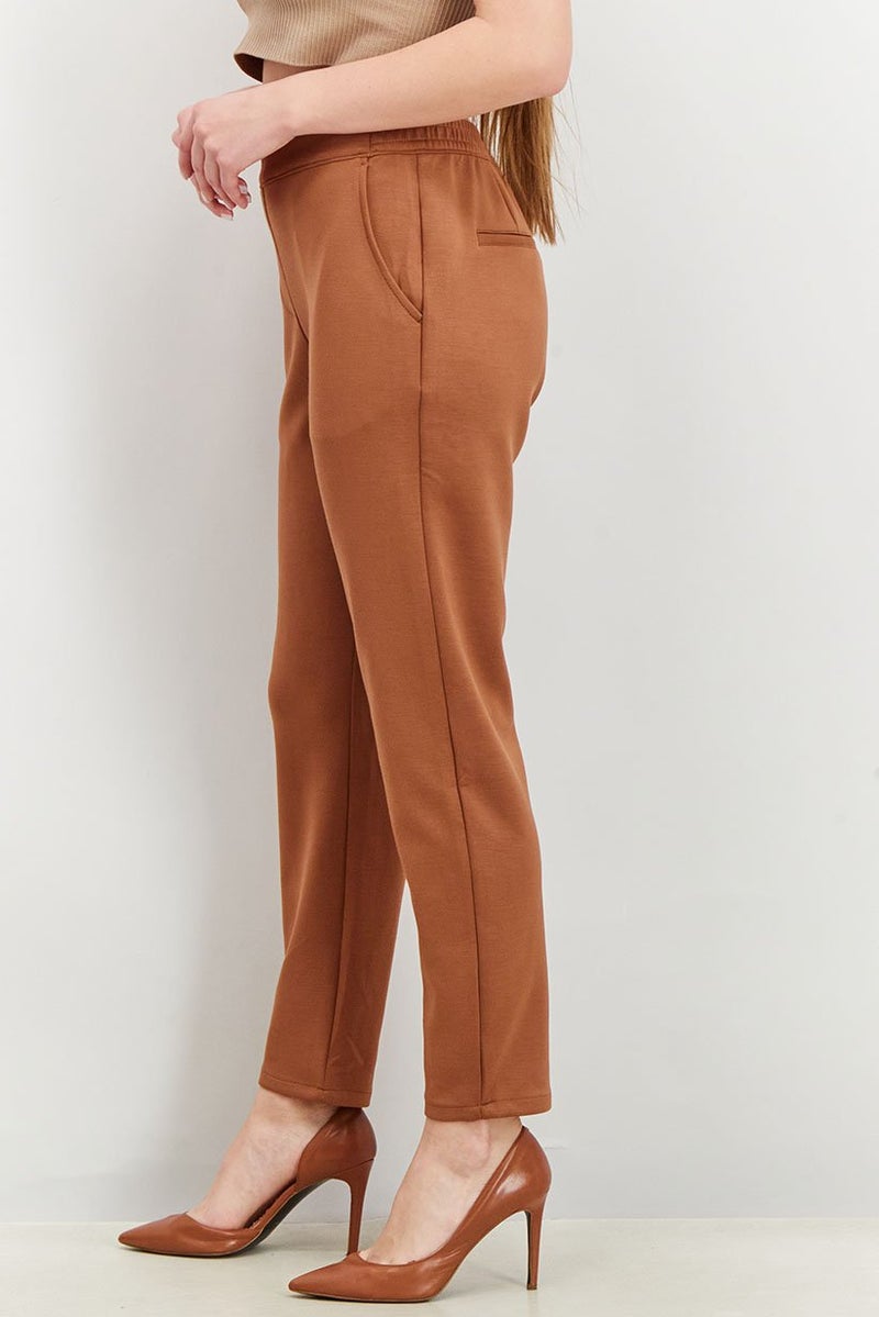 Tchibo Women Pull On Plain Pants, Brown  - Image 4