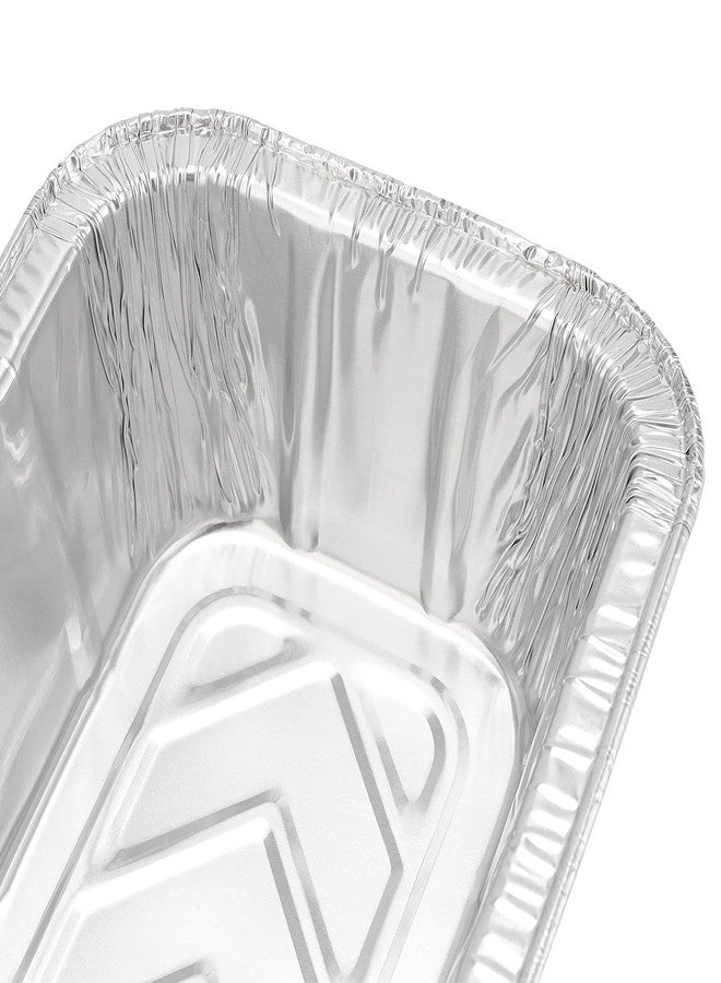 MANCHAP 100 Pack Foil Bread Baking Pans, 8.6 x 4.5 x 2.4 Inch Aluminum Foil Trays Tins for Food Storage, Takeout, Silver - Image 3