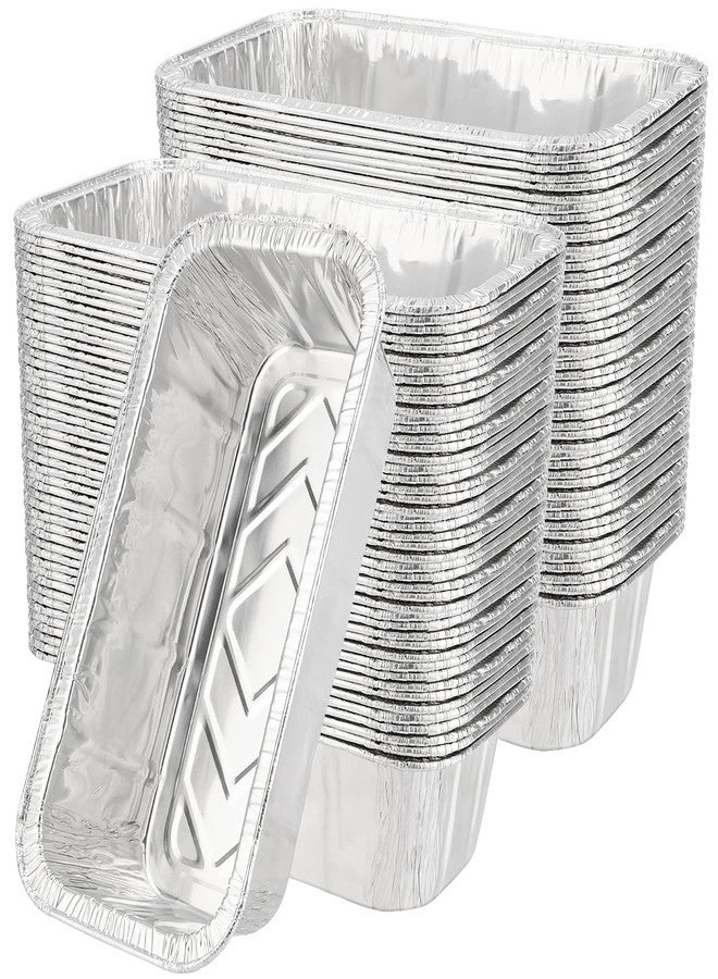 MANCHAP 100 Pack Foil Bread Baking Pans, 8.6 x 4.5 x 2.4 Inch Aluminum Foil Trays Tins for Food Storage, Takeout, Silver - Image 1