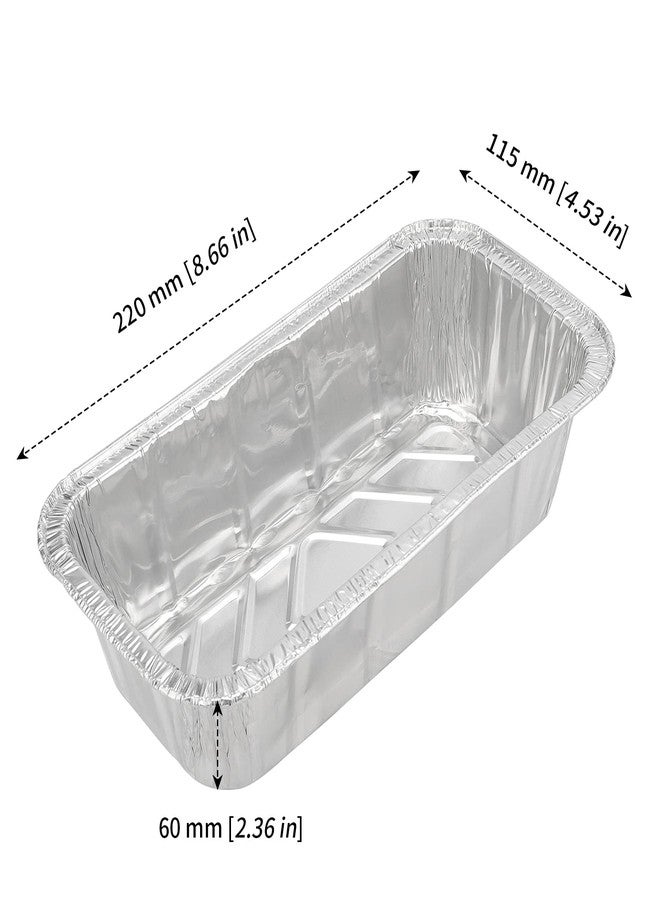 MANCHAP 100 Pack Foil Bread Baking Pans, 8.6 x 4.5 x 2.4 Inch Aluminum Foil Trays Tins for Food Storage, Takeout, Silver - Image 2