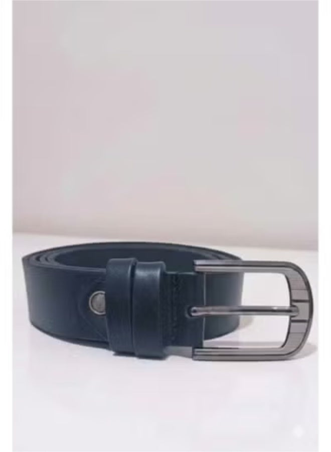 Men's Classic Genuine Leather Belt with Metal Buckle - 100cm, Casual Waist Belt for Formal Wear and Jeans, Available in Black - Modern and Stylish Design - Image 3