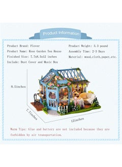 Flever Flever Dollhouse Miniature DIY House Kit Creative Room with Furniture for Romantic Artwork Gift-Rose Garden Tea House  - Image 2