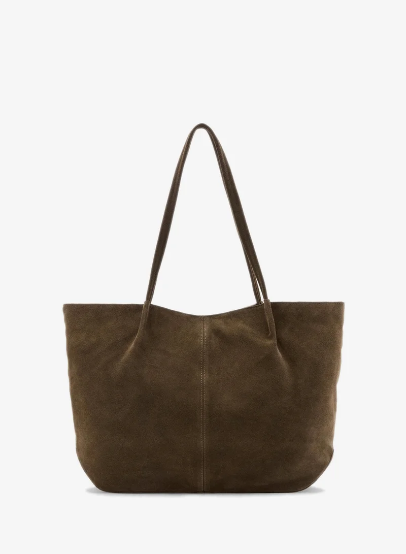 Suede Leather Shopper Bag