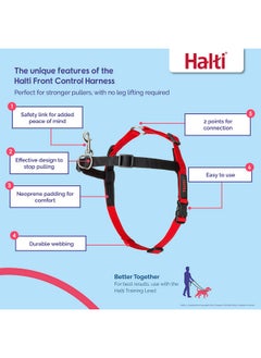 حزام التحكم الأمامي HALTI - لمنع كلبك من سحب المقود. قابل للتعديل وخفيف الوزن وسهل الاستخدام. حزام تدريب الكلاب المضاد للسحب للكلاب الصغيرة (المقاس S)