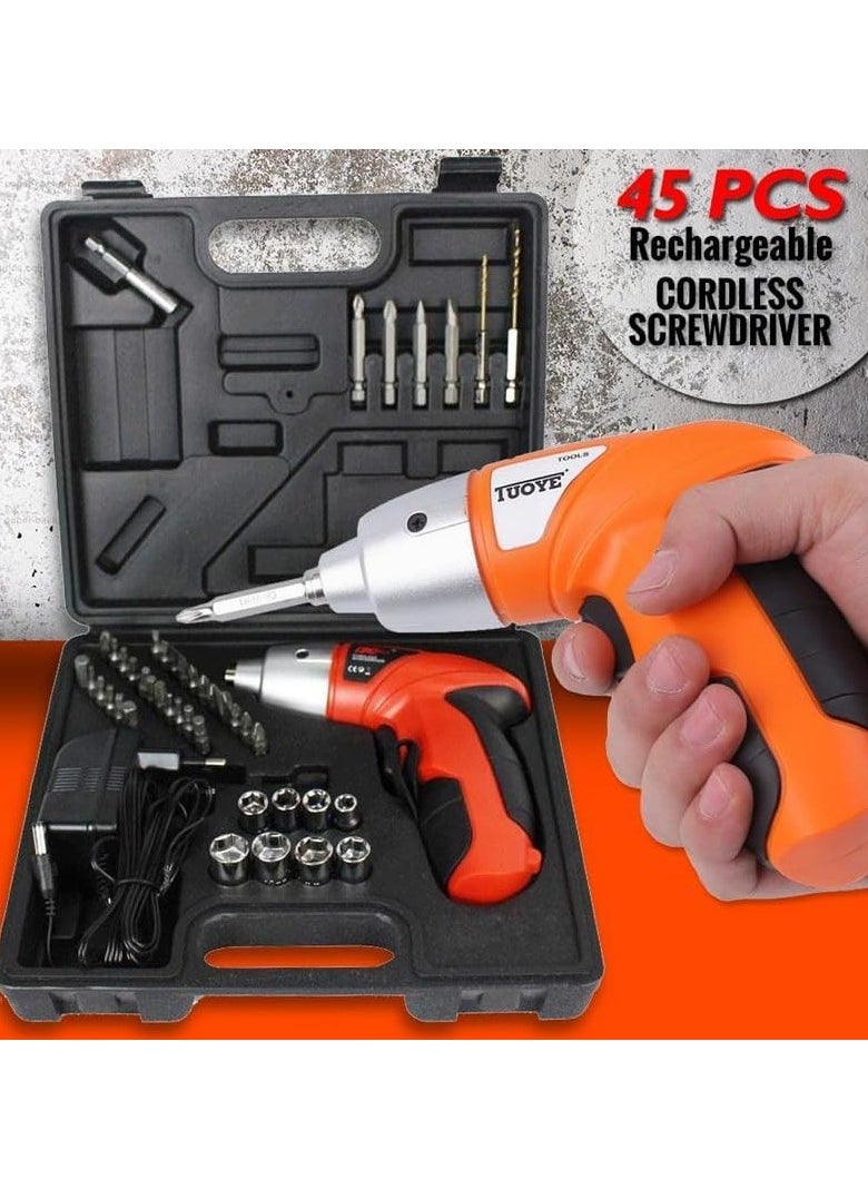 Generic 45pcs Cordless Rechargable Power Screwdriver Set With Bidirectional Button and LED Light  - Image 2