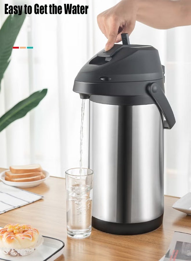 TAKHTEELA Coffee Carafe with Pump, 1.9L Stainless Steel Insulated Thermal Flask, Push-type Portable Hot Water/Coffee/Tea/Drinks Dispenser, Car Insulated Water Bottle, Anti-scald Thermos Pot for Camp, Home, Travel, Hotel, Party - Image 2