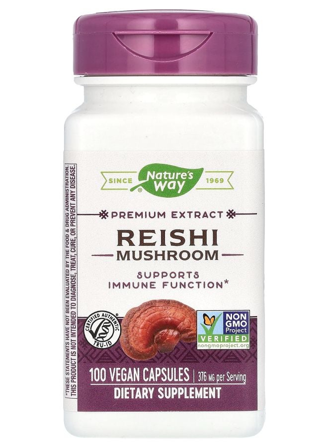 Reishi Mushroom 376 mg 100 Vegan Capsules (188 mg per Capsule)