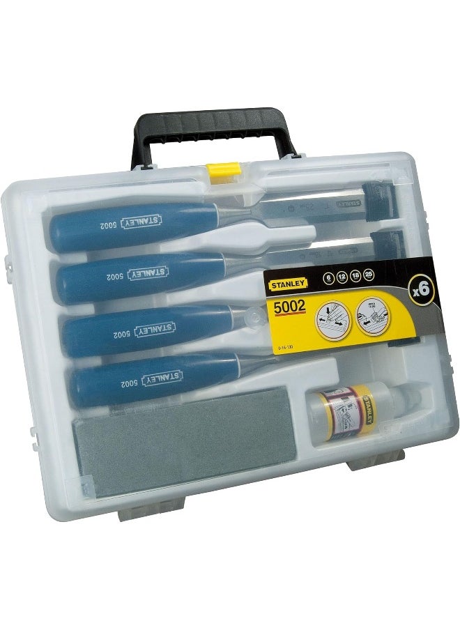 Stanley Stanley 0-16-130 6 Piece Chisel Set Includes 6 12 18 25 Mm High Carbon Steel Blade Chisels With Sharpening Stone And Oil  - Image 3