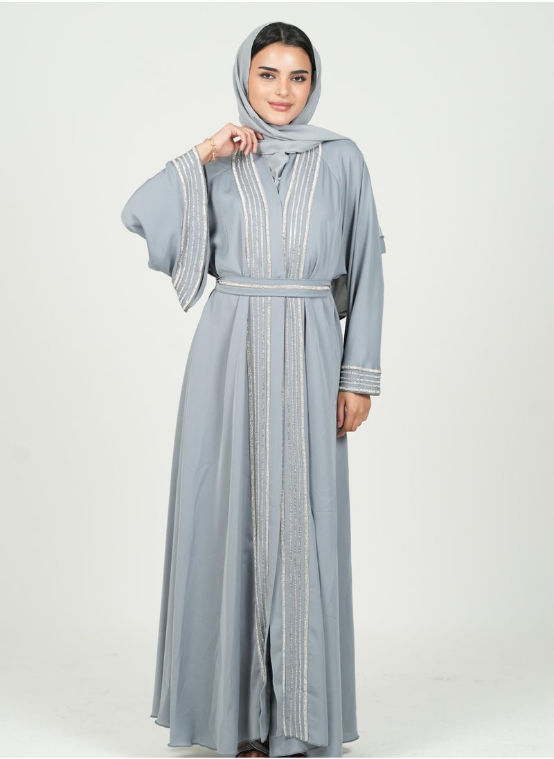 AL BENT AL SHARQIEH women cloche abaya with belt and hijab 
