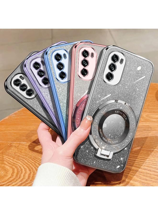 S-TOP Case For Motorola Moto G62 5G Plated Gradient Glitter Round Holder TPU Phone Case - Image 2