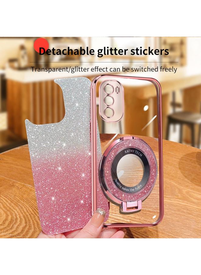 S-TOP Case For Motorola Moto G62 5G Plated Gradient Glitter Round Holder TPU Phone Case - Image 4