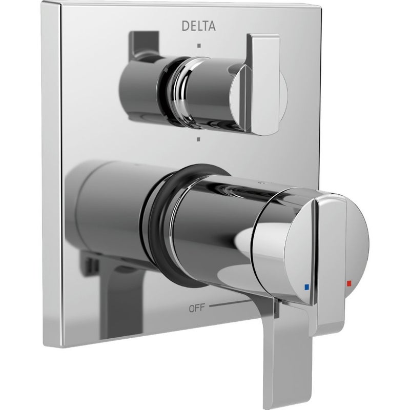 DELTA FAUCET T27T967 Chrome Ara Angular Modern TempAssure 17T Series Valve Trim with 6Setting Integrated Diverter