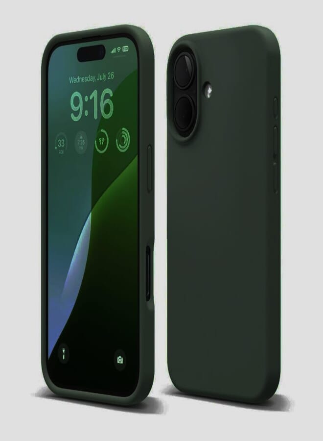Next Next Store Ultra Slim Silicone Phone Case Compatible with iPhone 16 - Shockproof with Soft Anti-Scratch Microfiber Lining - Camera Protection (Olive Green)