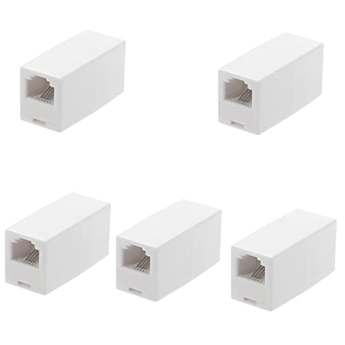Seefeful RJ11 Coupler, Straight Telephone Inline Coupler RJ11 6P4C Inline Keystone Jack Female to Female Straight Telephone Cable Cord Extension Adapter (White 5pack) - Image 1