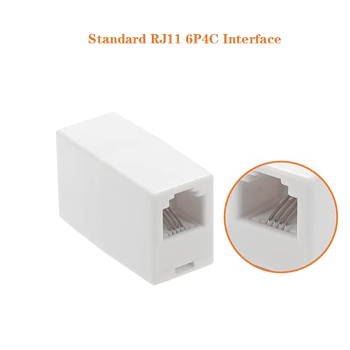 Seefeful RJ11 Coupler, Straight Telephone Inline Coupler RJ11 6P4C Inline Keystone Jack Female to Female Straight Telephone Cable Cord Extension Adapter (White 5pack) - Image 4