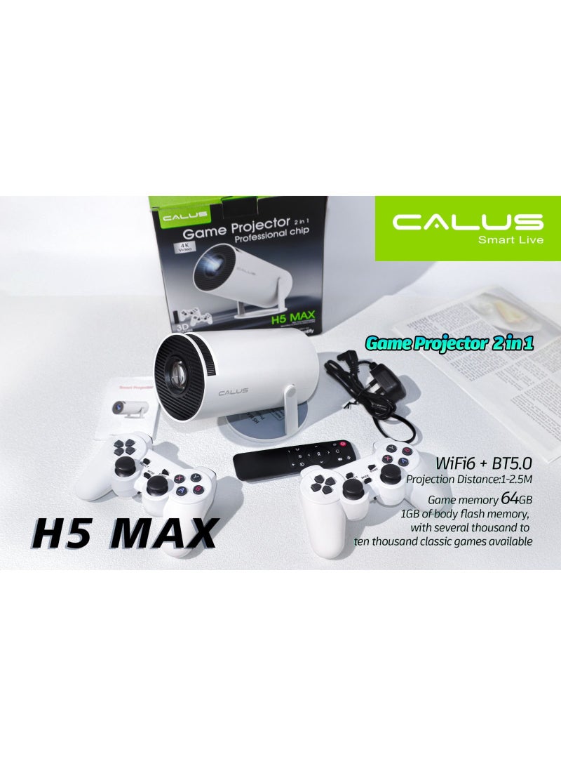 CALUS بروجيكتور الألعاب الذكي Calus H5 Max، دعم فيديو 4K، نظام تشغيل أندرويد 11، سينما منزلية محمولة - Image 1