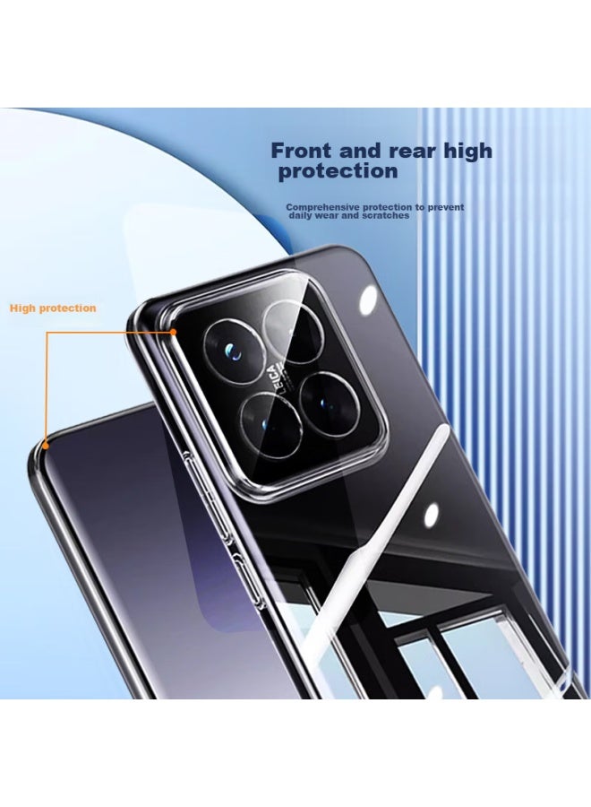 Koolife Phone Case For Xiaomi 14, Protective Cover For Xiaomi 14, Shockproof Wear-resistant Soft Shell, Transparent Ultra-thin Full Lens Protection Case, Fashionable Design For Women And Men - Image 2