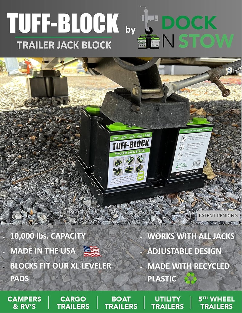 Dock N Stow TUFF-BLOCK Trailer Jack Block for RV, 5th Wheel, and Boat - Supports 10,000 lbs - Image 5