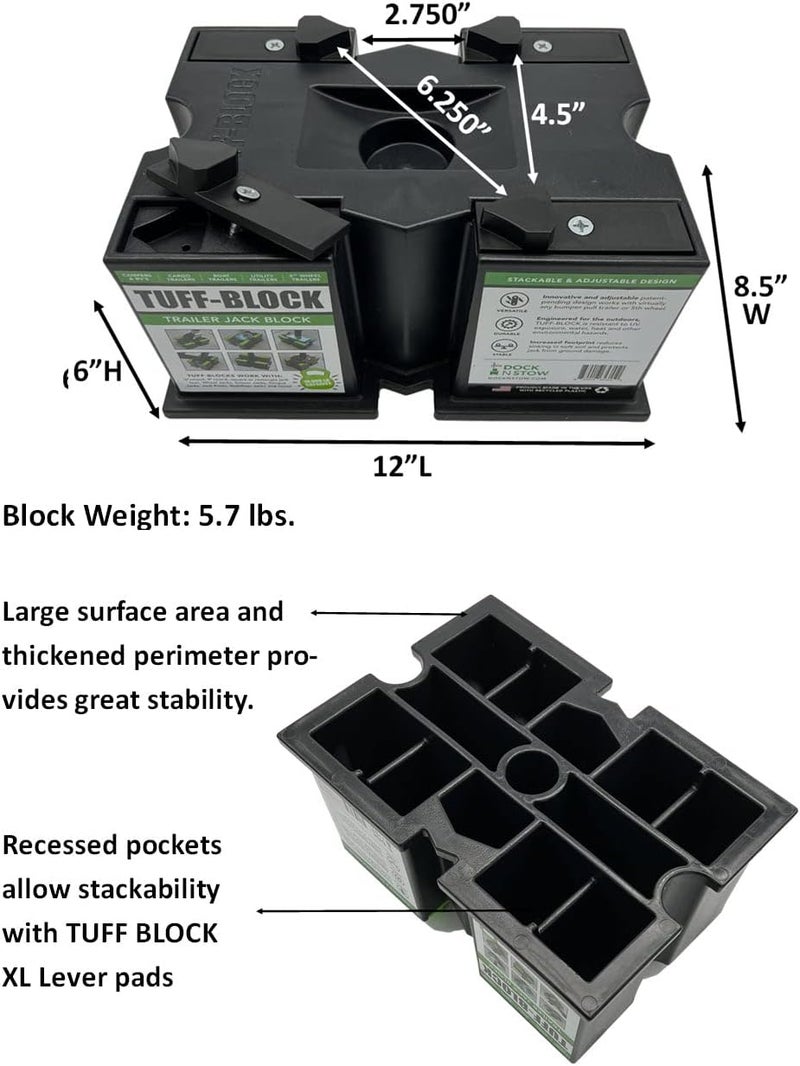 Dock N Stow TUFF-BLOCK Trailer Jack Block for RV, 5th Wheel, and Boat - Supports 10,000 lbs - Image 3