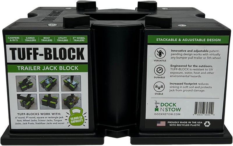 Dock N Stow TUFF-BLOCK Trailer Jack Block for RV, 5th Wheel, and Boat - Supports 10,000 lbs - Image 1