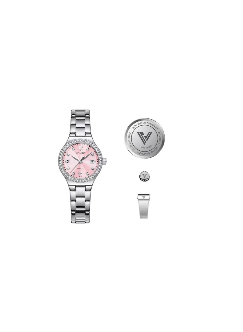 VOGUE VENUE VANTE Series Women’s Elegant Pink Sunray Dial Dress Watch by VOGUE VENUE-VNT019 - Image 2