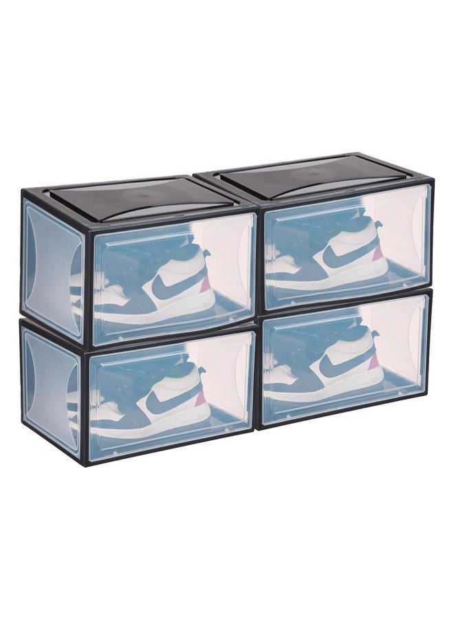 Kuber Industries Kuber Industries Shoe Box for Storage|Multi-Purpose Plastic Shoe Rack|Installation Free Shoe Organizer|Pack of 4| Black  - Image 1