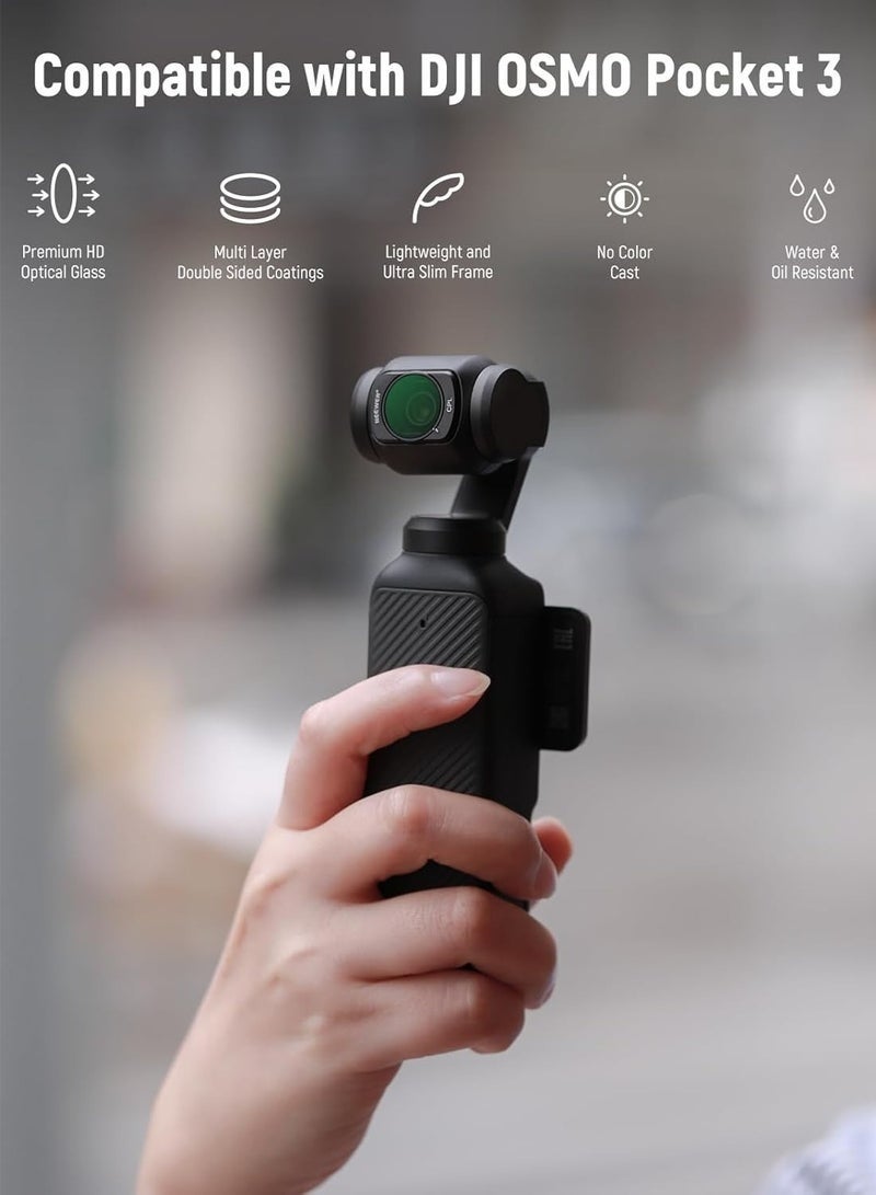 نيوير مجموعة فلاتر NEEWER HD CPL ND16 ND64 ND256 متوافقة مع ملحقات DJI OSMO Pocket 3 Creator Combo كاميرا الحركة المغناطيسية فلتر استقطابي بكثافة محايدة زجاج بصري إطار من الألومنيوم - Image 4