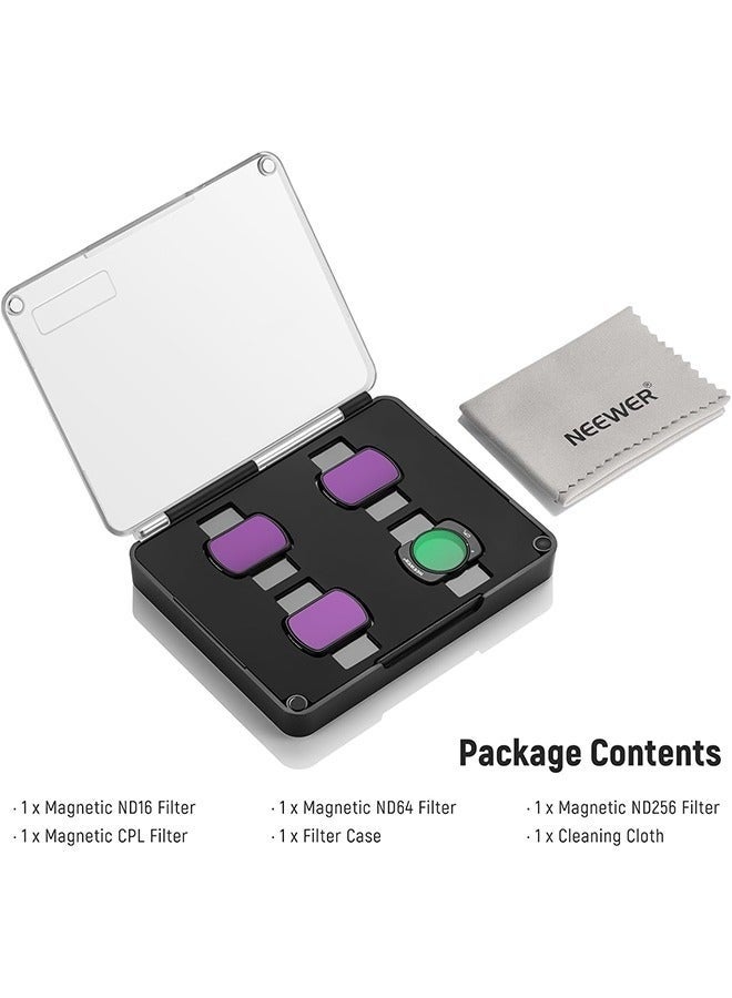 نيوير مجموعة فلاتر NEEWER HD CPL ND16 ND64 ND256 متوافقة مع ملحقات DJI OSMO Pocket 3 Creator Combo كاميرا الحركة المغناطيسية فلتر استقطابي بكثافة محايدة زجاج بصري إطار من الألومنيوم - Image 3