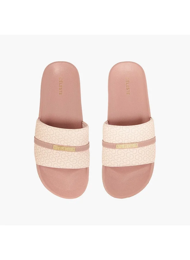 Celeste Women's Monogram Print Slip-On Slides